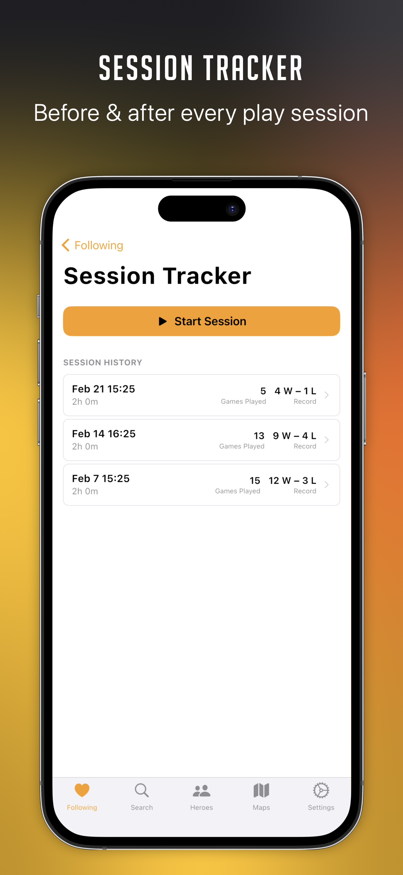 Session tracker showing before/after stat diffs
